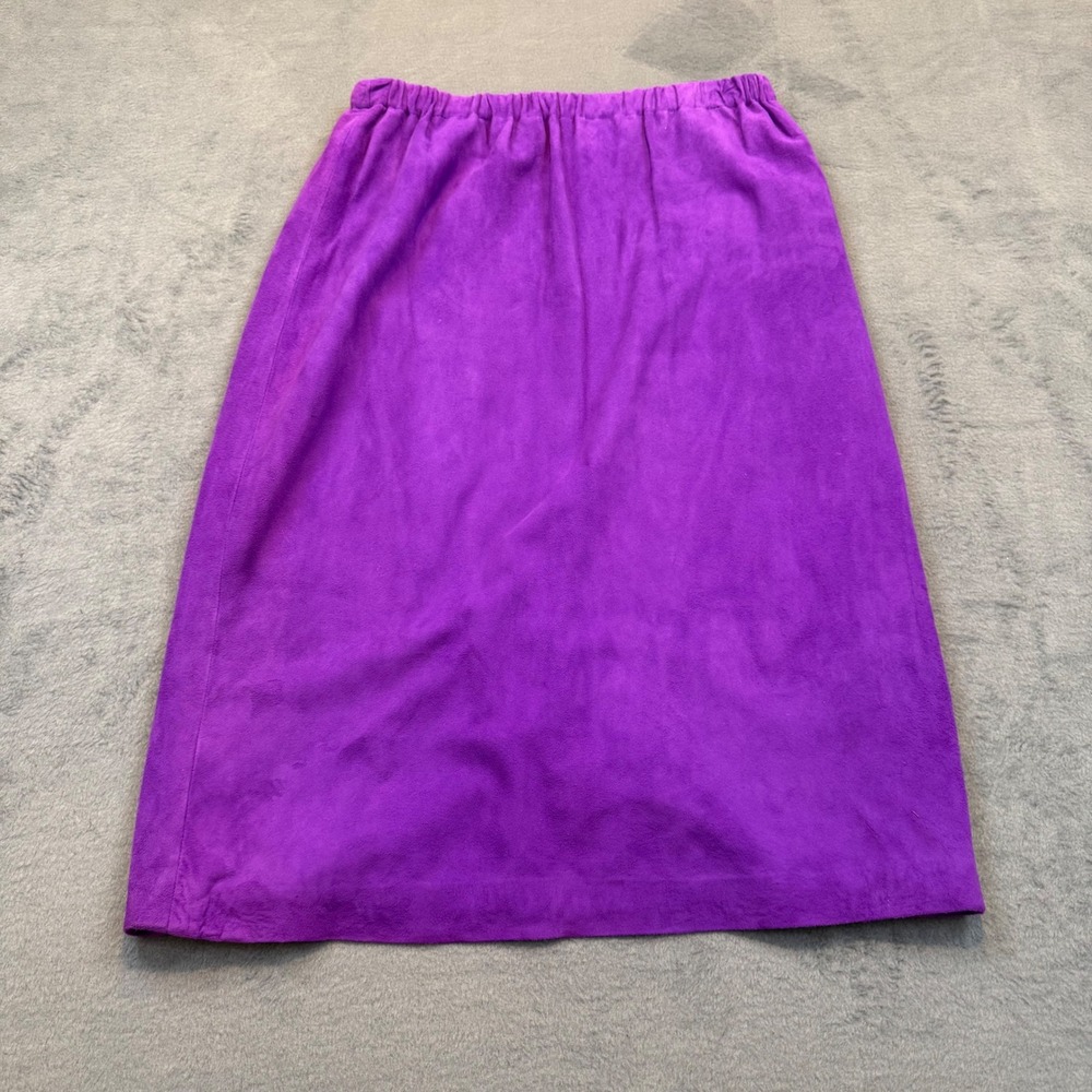 Alicia Herrera Skirt Womens L Whimsigoth Retro Purple Suede Midi Elastic Waist